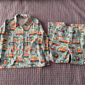 Kids flannel Pajamas Happy Camper holiday RV airstream vehicle Print Garner Hill